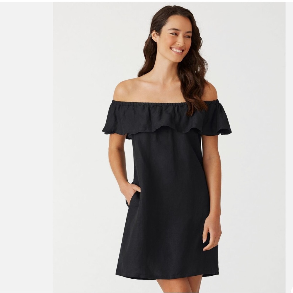 🥀Tommy Bahama Women's St Lucia Off The Shoulder Dress - Black